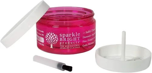 Vista 2 de Sparkle Bright Products Limpiador de joyas totalmente natural, kit de limpieza para principiantes, líquido de 4 onzas con bandeja de inmersión