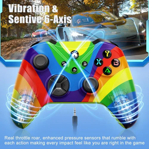 Vista 5 de Colorful Wireless Controller Compatible with Xbox One, Xbox Series XS, Xbox One SX, Steam, AndroidiOSPC Windows, Built-in 6-Axis Motion Sensor