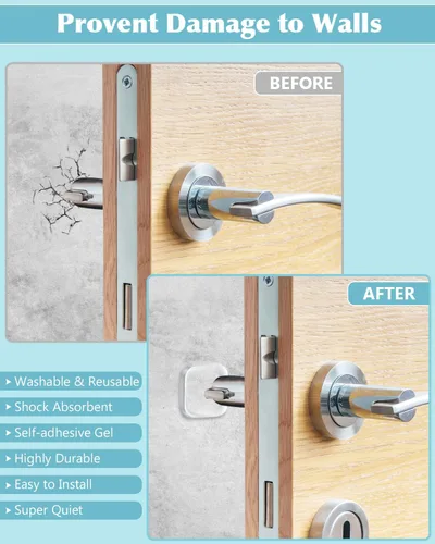 Vista 3 de Protector de pared para puerta, reutilizable de 1.57 pulgadas con adhesivo autosuficiente, gel silencioso y absorbente de golpes para el hogar