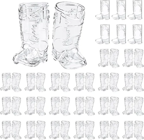 Vista 13 de SAIAOKJ Vasos de Chupito en Forma de Bota de Vaquero, 12 Piezas de 1 Onza Vasos de Chupito Mini de Plástico en Forma de Bota, Vasos de Plástico