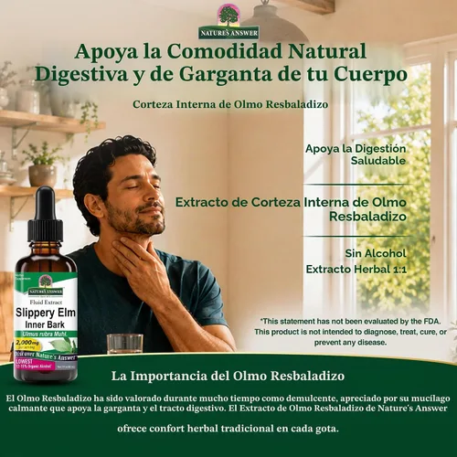 Vista 5 de Nature's Answer Extracto de olmo resbaladizo, 2000 mg, 2 fl oz (60 ml)