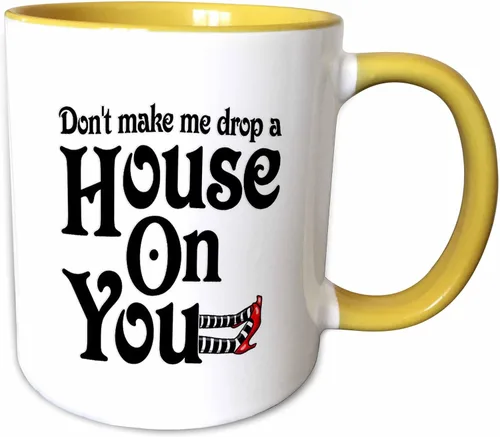 Vista 13 de 3dRose Taza Don't Make Me Drop a House on You, 11 onzas, color negro
