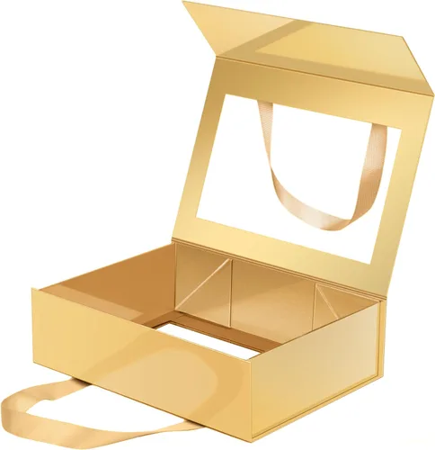 Vista 15 de Caja de regalo negra con ventana, caja de regalo magnética transparente para regalo, caja de propuesta de padrino de boda (10.5 x 7.5 x 3 pulgadas)