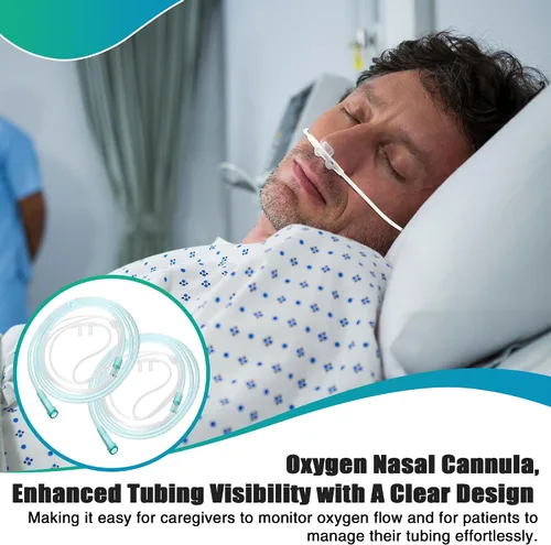 Vista 6 de Paquete de 5 cánulas nasales de oxígeno para adultos de 4 pies, tubo de oxígeno suave para adultos, tubo nasal de cánula con pieza nasal curvada
