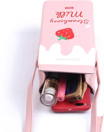 Vista 4 de LUI SUI Girls Fruits Banana Strawberry Milk Box Cross Body Purse Bag Women Phone Wallet Shoulder Bags