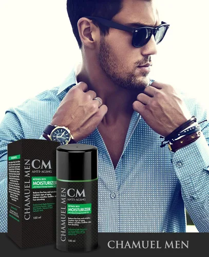 Vista 7 de CHAMUEL MEN Crema facial diaria para hombres con 2.5% de retinol hidratante antienvejecimiento para líneas finas, manchas oscuras y arrugas, loción
