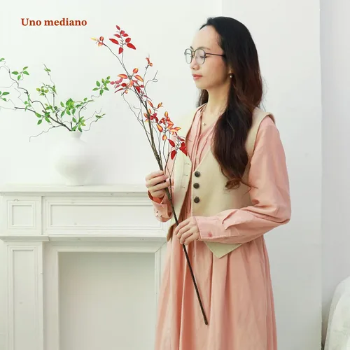 Vista 9 de 3 ramas de árbol de imitación para decoración de jarrones (rojo)