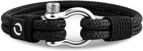 Vista 12 de Pulsera de cuerda para hombre, grillete plateado de acero inoxidable, extremadamente duradera y resistente a los arañazos, impermeable, hecha a Beige