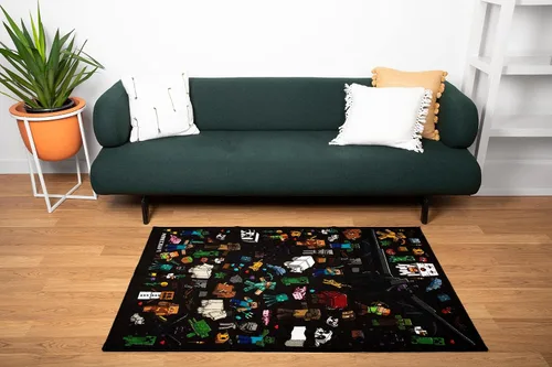 Vista 2 de Minecraft Mob - Alfombra de área estampada Tapete de interior, alfombras decorativas para sala de estar y dormitorio, decoración del hogar