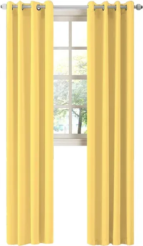 Vista 10 de LA PALMA Cortinas opacas con aislamiento térmico y ojales, para sala de estar, dormitorio, paquete de 2 paneles