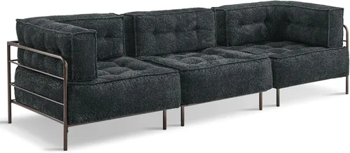 Vista 19 de MCombo Sofá modular con cojín extraíble, sofá tapizado para sala de estar, apartamento, oficina (azul, asiento medio)