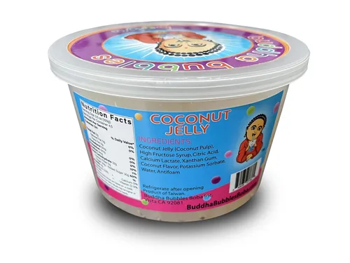 Vista 4 de Topping de postre de gelatina de coco prémium de Buddha Bubbles Boba (jalea de coco)
