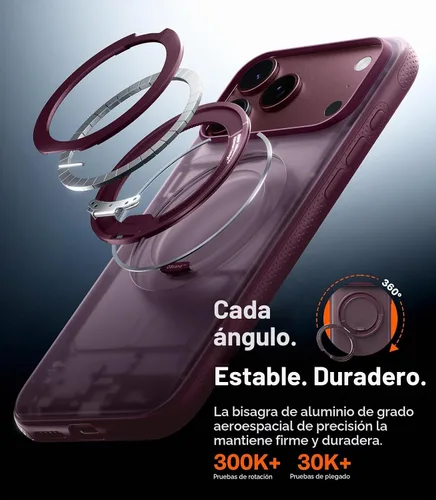 Vista 3 de TORRAS Funda con soporte magnético 360 para iPhone 18 Pro, O3 Fitness Borgoña
