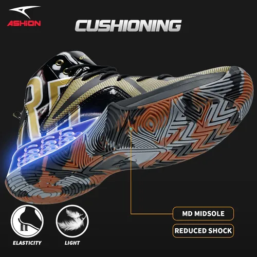 Vista 2 de ASHION Zapatos deportivos de baloncesto para hombre, ligeros, transpirables, antideslizantes, para correr, caminar, medios, tenis deportivos