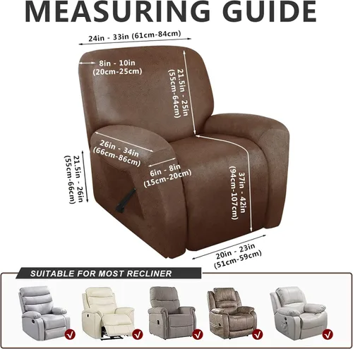 Vista 3 de ANARACHON Fundas para Sillas Reclinables Tipo Cuero, 4 Piezas Funda para Sillón Reclinable Lazy Boy, Protector de Muebles - Funda Suave Lavable