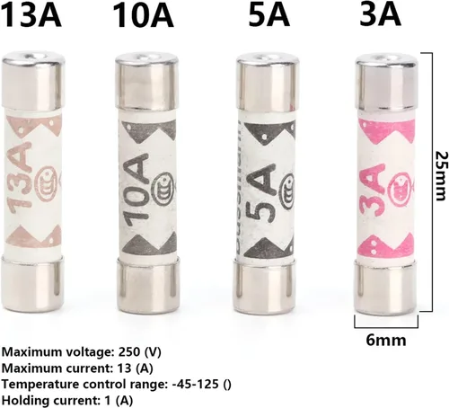 Vista 6 de Fusibles 10 unids/set de fusible de enchufe británico BS1362 3A 5A 10A 13A 6X25 Fusible de tubo de cerámica británico Casa Doméstica Hold Red Plug