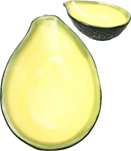 Vista 6 de Ebros - Cuenco pequeño de aguacate con media división, 7 pulgadas de largo para salsa, aperitivos, decoración del hogar, decoración de comida