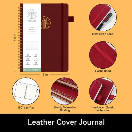 Vista 4 de Alltree Cuaderno de espiral de papel cuadriculado, cuaderno gráfico en espiral para trabajo, 6 x 8.25 pulgadas, 160 páginas, cuaderno de cuadrícula