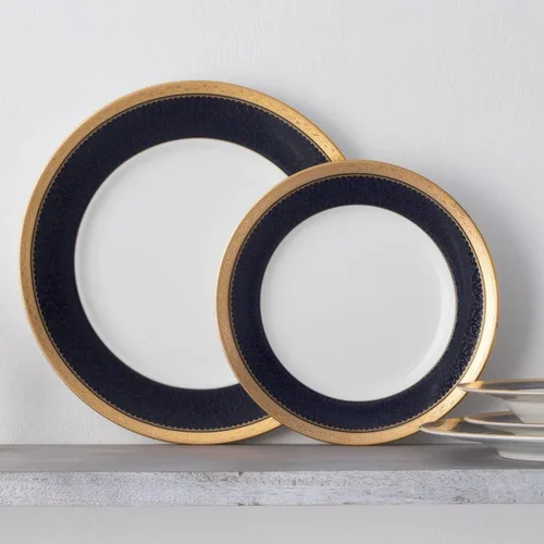 Vista 4 de Noritake Odessa Cobalt Gold - Juego de vajilla de 12 piezas, servicio para 4 personas