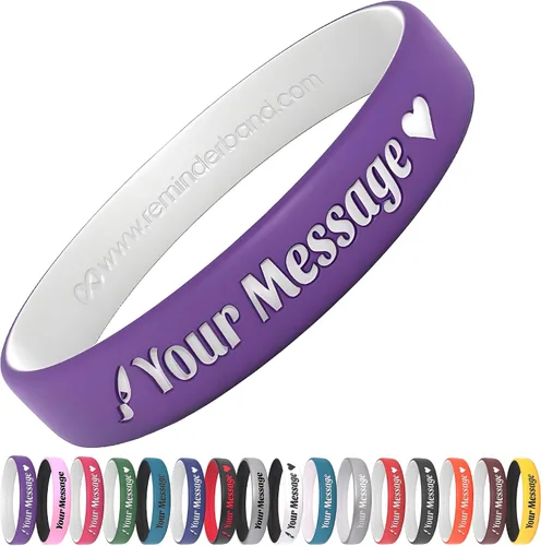 Vista 12 de Reminderband - Pulseras lujosas de silicona y goma para motivación, eventos, regalos, apoyo, recaudación de fondos y concientización, para hombres