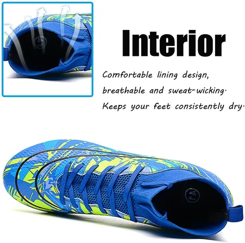 Vista 3 de Botas de fútbol para hombre, zapatos de fútbol, zapatos de punta, zapatos cómodos para adultos, atléticas, al aire libre, interior, competición