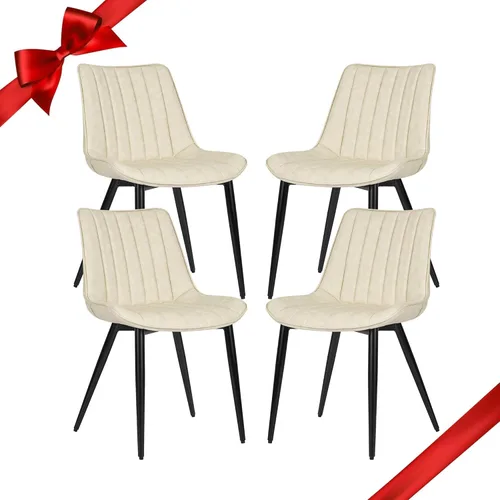 Vista 13 de Juego de 2 sillas de comedor voladizas, sillas de comedor modernas de mediados de siglo con patas de metal negro, sillas de cocina tapizadas