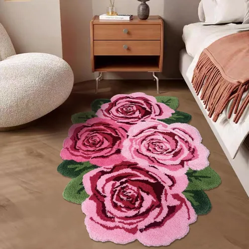 Vista 28 de USTIDE Tapete de baño de rosa esponjoso de 23.6 x 35.4 pulgadas, tapete de baño antideslizante para baño, cocina, sala de estar o dormitorio