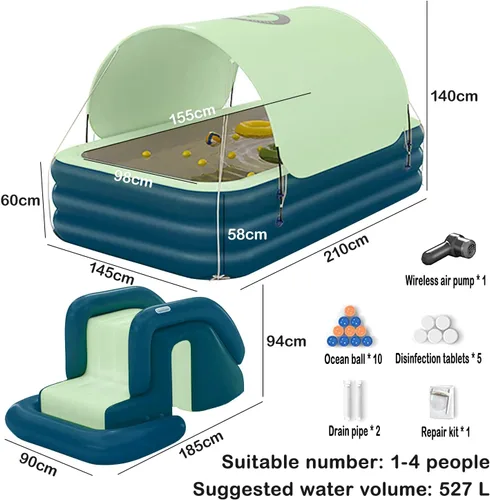 Vista 2 de YUEWO Piscina inflable con dosel sobre el suelo, piscina portátil para adultos, piscina inflable para jardín familiar y patio trasero