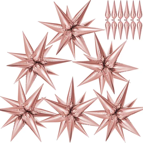 Vista 33 de 72 unidades de globos de estrella, grandes globos de cono de estrella metálicos de 26 pulgadas, globos de papel de aluminio de explosión colorida