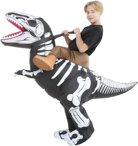 Vista 3 de HSCTEK Disfraz inflable de dinosaurio esqueleto para niños T-Rex