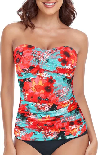 Vista 19 de RELLECIGA Top tankini con control de abdomen para mujer Negro