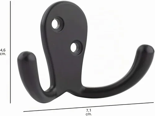 Vista 5 de Amazon Basics Gancho curvado de zinc para bata, color negro plano, paquete de 5