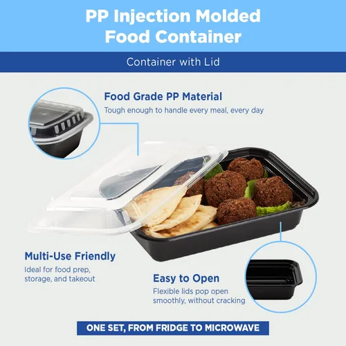 Vista 6 de Karat Contenedores de preparación de comidas [12 oz - 150 unidades] Contenedores reutilizables y desechables para llevar con tapas - Cajas Bento