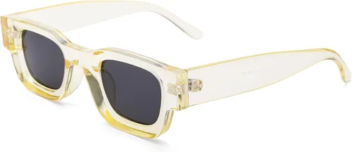 Vista 3 de NULOOQ Aesthetic Thick Frame Rectangle Polarized Sunglasses for Women Men Trendy Chunky Small Square Sunglasses