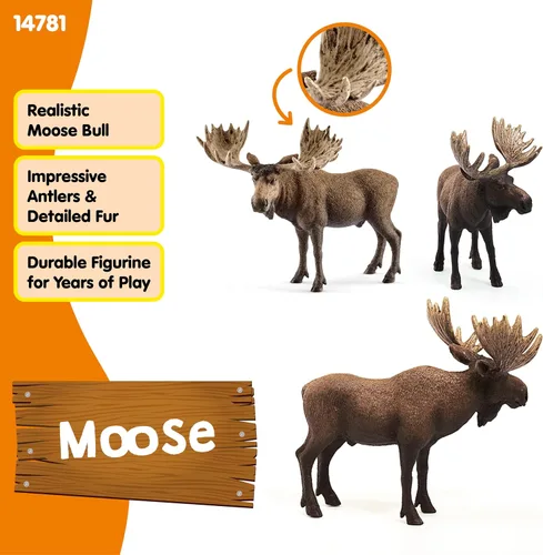 Vista 3 de Schleich Wild Life, figura de animal, juguetes de animales para niños y niñas de 3 a 8 años, toro alce, a partir de 3 años