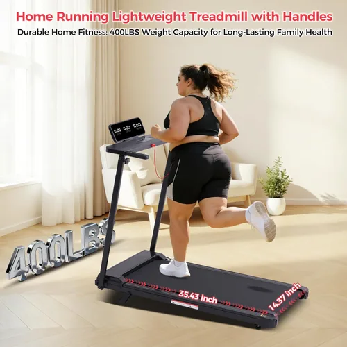 Vista 9 de KASSADIN Portable Treadmills for Home Small, Walking Pad with Handle Bar, 3.5HP Electric Mini Treadmills for Home Exercising, Walking Pad Treadmill