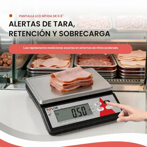 Vista 5 de Taylor Precision TE10R - Báscula digital para porciones de 10 libras con plataforma S/S