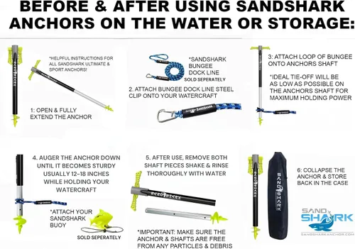 Vista 8 de Ancla SandShark - Ancla de tornillo premium para barco, ancla para barco de pontón, poste de ancla para agua poco profunda de acero inoxidable