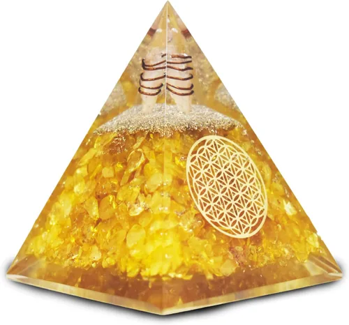 Vista 14 de Pirámide de orgonita de aguamarina, pirámide de cristal curativo, pirámide de piedras preciosas de cristal para meditación, motivación, positividad