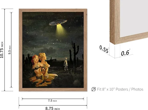 Vista 3 de Monem Art Póster de Alienígena - Impresión Retro de Chica Pin-Up - Arte de Nave Espacial - Arte de Collage - Arte OVNI - Arte Psicodélico - Arte