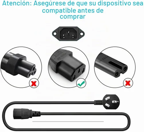 Vista 2 de Cable de alimentación de CA universal de 3 clavijas de repuesto para cintas de correr Horizon Fitness, elípticas, Superfit, BowFlex, Sole, cinta