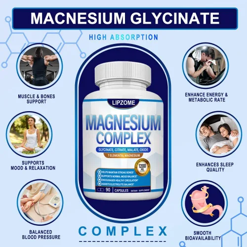 Vista 6 de Suplemento Complejo de Magnesio 1200mg - Mezcla avanzada de magnesio 7 en 1 - Glicinato, Citrato, Malato, Taurato, Óxido, Aspartato, Orotato