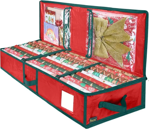 Vista 9 de BALEINE SOFT Bolsa de almacenamiento para papel de regalo de Navidad, bolsa de almacenamiento de papel de regalo de 40" duradera de PE