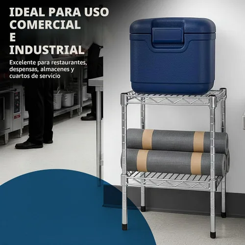 Vista 5 de Postes de estantería de alambre cromado de acero inoxidable – Juego de 4 postes (14 pulgadas) – Resistentes, grado comercial para estantes