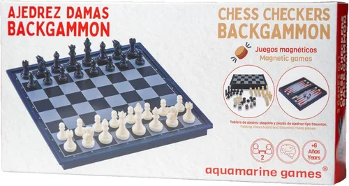 Vista 4 de Aquamarine Games - Ajedrez, Damas y Backgammon Magnético (CP024)