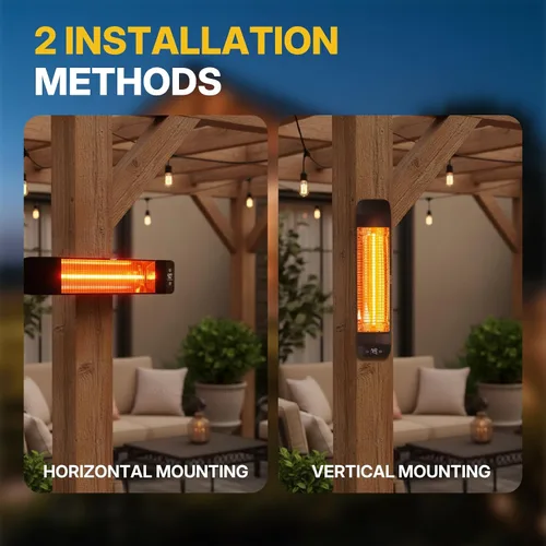 Vista 7 de Calentador eléctrico para exteriores de 1500 W, calentador de patio para uso en exteriores, calefacción silenciosa y específica, control inteligente