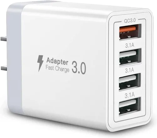 Vista 8 de Cargador de pared USB C, bloque cargador USB C de 4 puertos de 40W, bloque de carga rápida puerto dual PD+QC enchufe de pared multipuerto tipo C