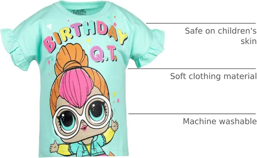 Vista 8 de L.O.L. Surprise! Diva Bon Bon Queen Bee Neon QT Camiseta de cumpleaños para niñas de niño pequeño a niño grande