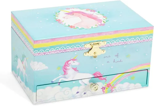 Vista 2 de Jewelkeeper Caja de música de unicornio y juego de joyas para niñas pequeñas, 3 regalos de unicornio para niñas, joyero para niñas
