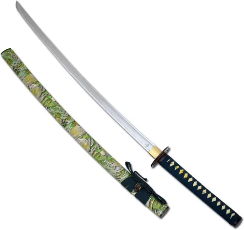 Vista 2 de Snake Eye Tactical Espada Katana Samurai clásica hecha a mano con soporte de exhibición de madera